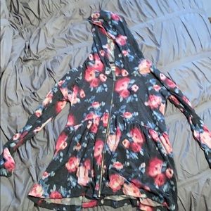 Abercrombie girls floral zip up shirt